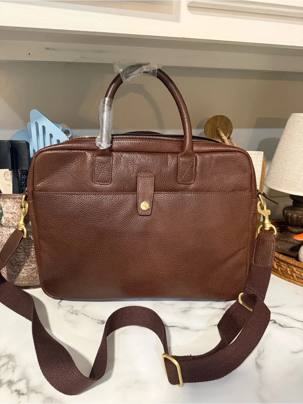 Like NWOT Mark & Graham Harvey Brown Leather Men’s Briefcase with monogram AFC